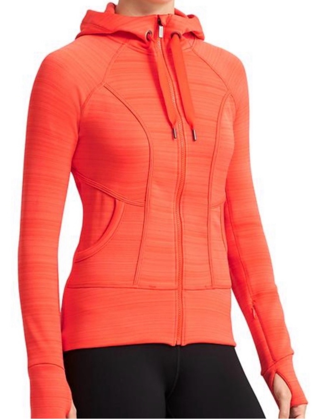 Athleta Strength Hoodie Space Dyed Neon Orange Coral Scuba